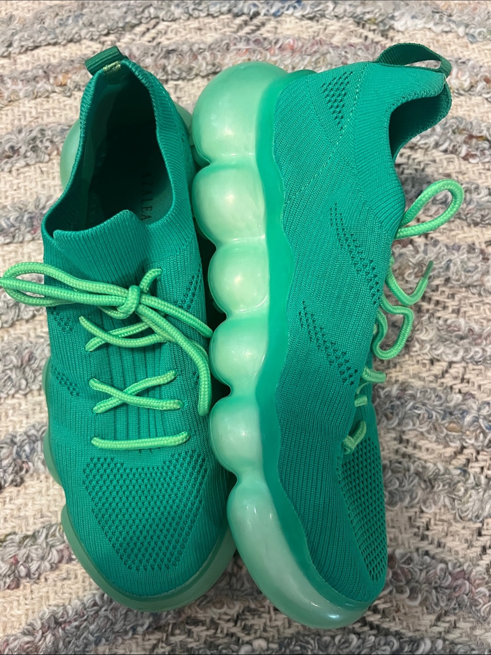Azalea Wang Athletic Knit Sneakers in Green